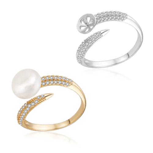 Zircon cubique Micro Pave Sterling Silver Rings, argent sterling 925, avec perle d'eau douce cultivée, styles différents pour le choix & pavé de micro zircon, plus de couleurs à choisir, Vendu par PC