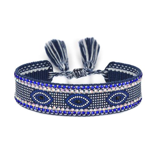 Chaîne tissée Bracelets, Fibre de polyester, avec Paillettes, modèles différents pour le choix & stamping & pour femme, plus de couleurs à choisir, Longueur 15 cm, Vendu par PC