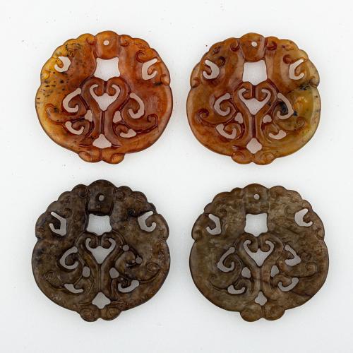 Natural Jade Pendants Jade New Mountain random style & DIY & mixed & hollow Approx 2mm Sold By Lot