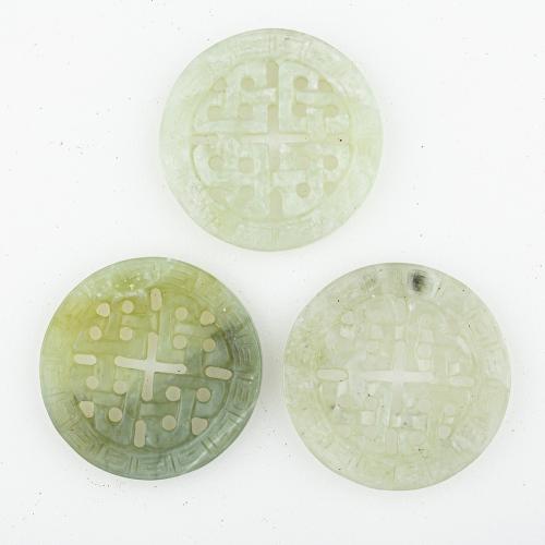 Colgantes de Jade, Jade de montaña nueva, enviado al azar & Bricolaje & mixto & hueco, 55x55x6mm, 5PCs/Grupo, Vendido por Grupo