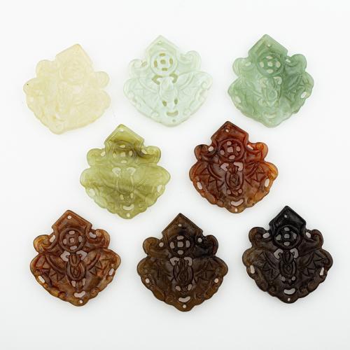 Natural Jade Pendants Jade New Mountain random style & DIY & mixed & hollow Approx 2mm Sold By Lot