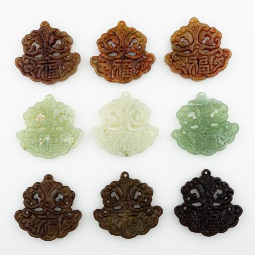 Natural Jade Pendants Jade New Mountain random style & DIY & mixed & hollow Approx 1mm Sold By Lot