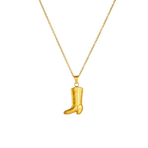 Acier titane collier, avec 2inch chaînes de rallonge, chaussures, Placage de couleur d'or, bijoux de mode & pour femme, Longueur Environ 15.7 pouce, Vendu par PC