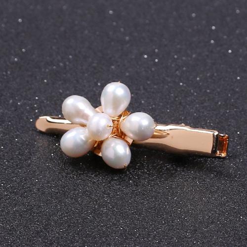 Clips de pico, Perlas de plástico ABS, con aleación de zinc, para mujer, dorado, Pearls 6.0mm-8.0mm, Vendido por UD