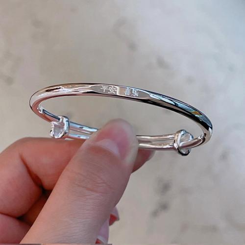 Bambini Bangle, 925 sterline d'argento, Regolabile & gioielli di moda, Diametro interno:Appross. 50x51mm, Venduto da PC