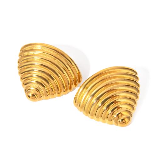 Stainless Steel Stud Earrings 304 Stainless Steel 18K gold plated fashion jewelry & for woman golden Sold By Pair