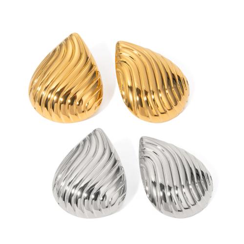 Stainless Steel Stud Earrings 304 Stainless Steel Teardrop Vacuum Ion Plating fashion jewelry & for woman Sold By Pair