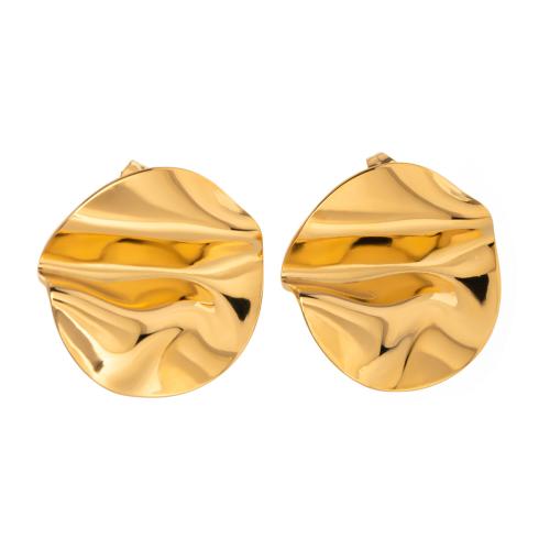 Roestvrij staal Stud Earrings, 304 roestvrij staal, 18K verguld, mode sieraden & voor vrouw, gouden, 26.70x26.60mm, Verkocht door pair