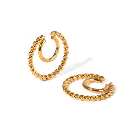 Pendientes Ear Cuff, acero inoxidable 304, 18K chapado en oro, Joyería & para mujer, dorado, 26x14mm, Vendido por Par