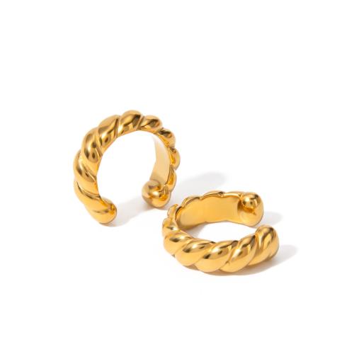 Fashion Earring Cuff and Wraps 304 Stainless Steel 18K gold plated fashion jewelry & for woman golden Sold By Pair