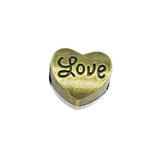 Zink legering Hjerte perler, Zinc Alloy, Heart, antik bronze farve forgyldt, du kan DIY, 12x11x7mm, Solgt af PC