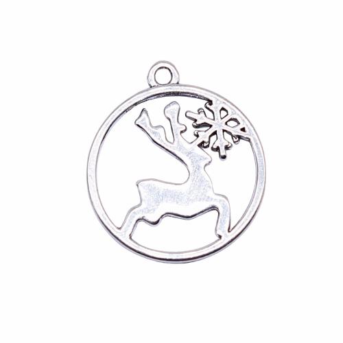 Cink ötvözet Animal Medálok, Szarvas, antik ezüst színű bevonattal, DIY, 25x22mm, Által értékesített PC