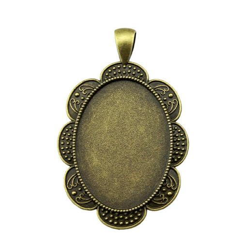 Liga de zinco Pendant Cabochon Ambiente, Flor, banho de cor bronze antigo, DIY, Inside size:25x35mm, vendido por PC