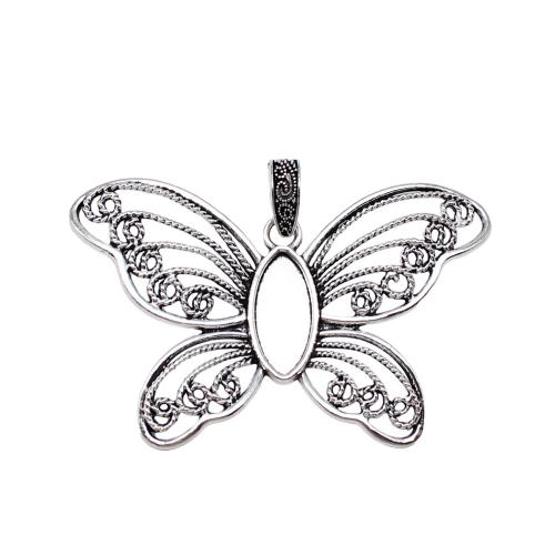 Zinc Alloy vedhæng Cabochon Setting, Butterfly, antik sølv farve forgyldt, du kan DIY, 76x49mm, Solgt af PC