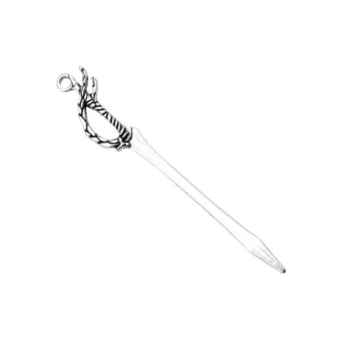 Zinc Alloy Pendants Sword antique silver color plated DIY 69mm Sold By PC