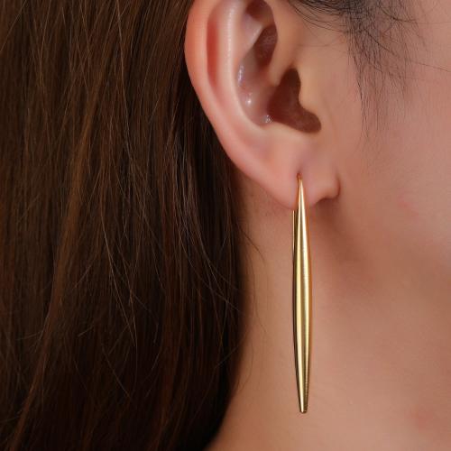 Boucle d'oreille Acier Titane, Placage de couleur d'or, pour femme, Vendu par paire