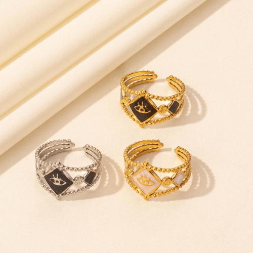 Enamel Stainless Steel Finger Ring 304 Stainless Steel plated fashion jewelry Sold By PC