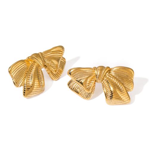 Pendientes de Acero Inoxidable, acero inoxidable 304, Lazo, 18K chapado en oro, Joyería & para mujer, 17.70x30.50mm, Vendido por Par