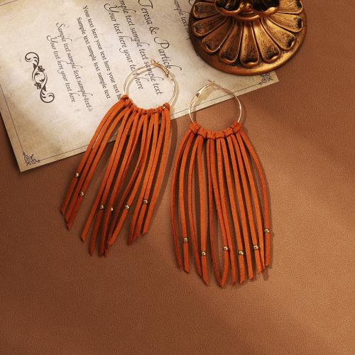 Boucles d'oreilles en alliage de zinc, avec Velveteen, bijoux de mode & pour femme, plus de couleurs à choisir, 150x50mm, Vendu par paire