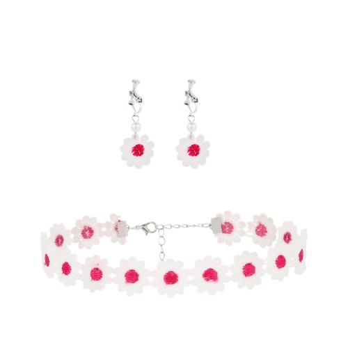 Zinklegering Sieraden Sets, kraag & oorbel, Kant, met Zinc Alloy, 2 stuks & mode sieraden & voor vrouw, Verkocht door Stel