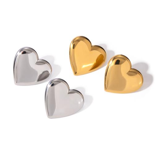 Stainless Steel Stud Earrings 304 Stainless Steel Heart plated for woman Sold By Pair