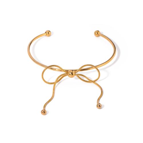 Nerūdijančio plieno Bangle, 304 Nerūdijantis plienas, Bowknot, padengtą, moters, aukso, Pardavė PC