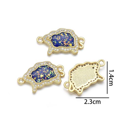 Terningformet Zirkon Micro Pave Messing Tilslutning, med opal, Får, forgyldt, du kan DIY & Micro Pave cubic zirconia, flere farver til valg, Solgt af PC