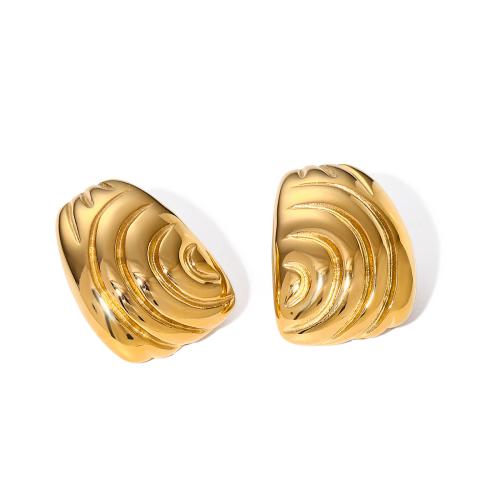 Stainless Steel Stud Earrings 304 Stainless Steel plated for woman golden Sold By Pair