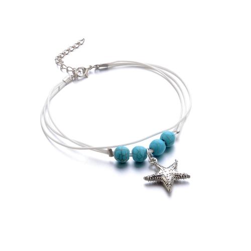 Sinc Alloy Anklet, le turquoise & Céir, stíl Bohemian & do bhean, glas, Díolta De réir PC