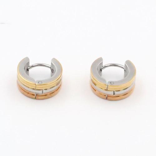 Cruach Tíotáiniam Huggie Hoop Earring, Donut, plátáilte, jewelry faisin & do bhean, 13x6mm, Díolta De réir Péire