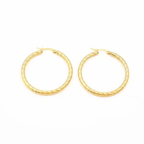 304 roestvrij staal Hendel weer Earring, Donut, gold plated, verschillende grootte voor keus & voor vrouw, Verkocht door pair