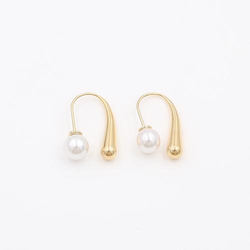 304 roestvrij staal Cartoon Split Earring, met Plastic Pearl, plated, mode sieraden & voor vrouw, meer kleuren voor de keuze, 25mm, Verkocht door pair