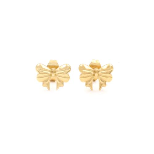 Titanium Staal Stud Earring, Strik, gold plated, mode sieraden & voor vrouw, 11x8mm, Verkocht door pair