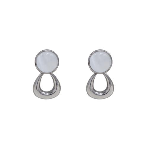 Titantium acciaio orecchini a goccia, with occhi di gatto, Motivo geometrico, gioielli di moda & per la donna & cavo, colore originale, 15x26mm, Venduto da coppia