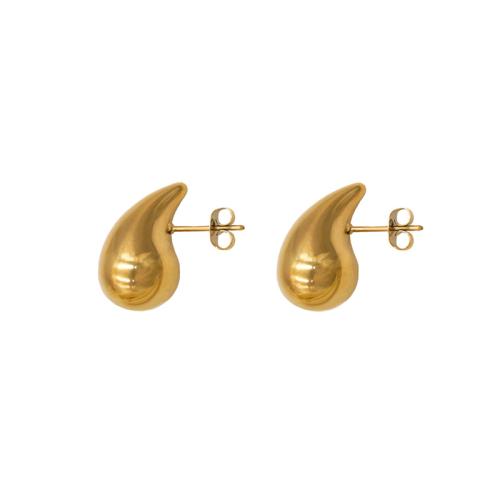 Titan Stål Stud Earring, Dropp, guldfärg pläterade, mode smycken & för kvinna, 12x20mm, Säljs av Par