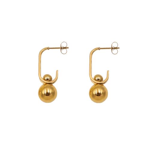 Titanium Staal Stud Earring, Geometrisch Patroon, gold plated, mode sieraden & voor vrouw, 10x30mm, Verkocht door pair