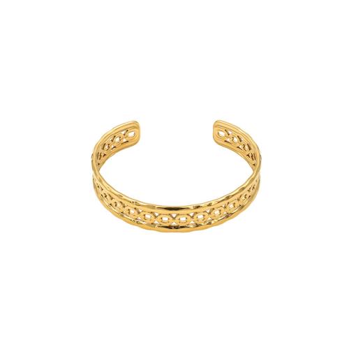 304 roestvrij staal Manchet Bangle, gold plated, voor vrouw & hol, Binnendiameter:Ca 60mm, Verkocht door PC