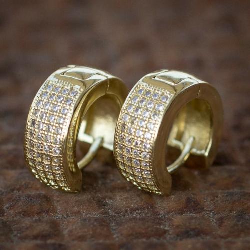 Cilindrata Zircone Orecchini in ottone micro pavimenta, gioielli di moda & unisex & Micro spianare cubic zirconia, nessuno, 14mm, Venduto da coppia