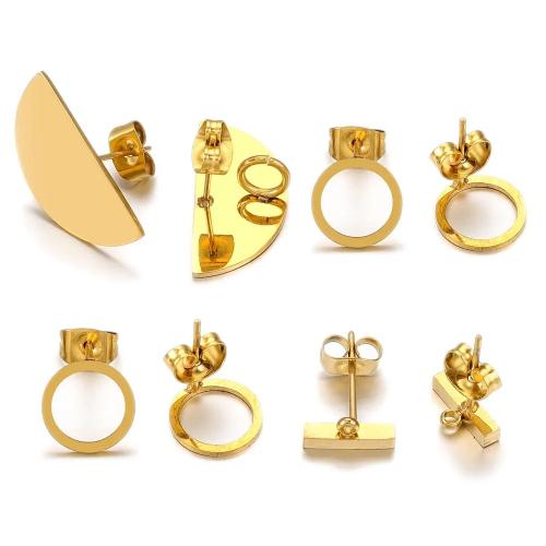 Stainless Steel Earring Stud Component 304 Stainless Steel DIY golden Sold By Bag