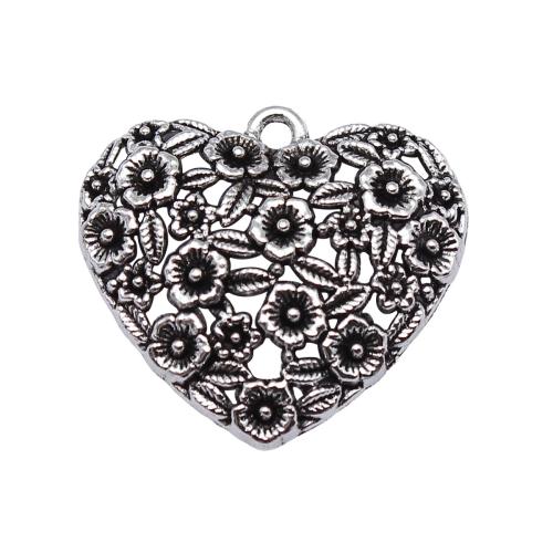 Pendentifs coeur en alliage de zinc, Plaqué de couleur d'argent, DIY, 24x26mm, Vendu par PC