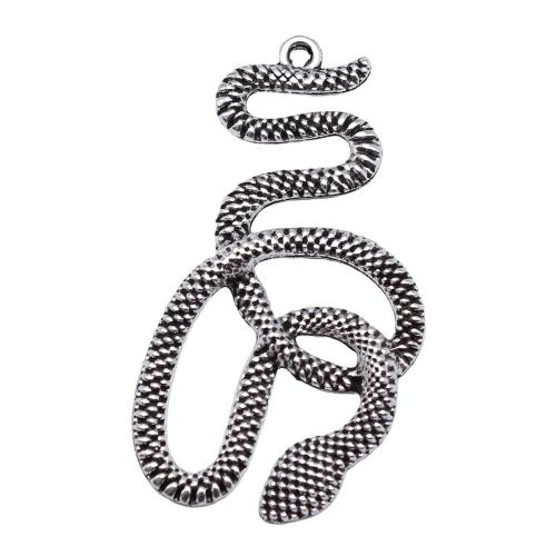 Zink Alloy Animal Hängen, Snake, antik silver pläterad, DIY, 51x28mm, Säljs av PC