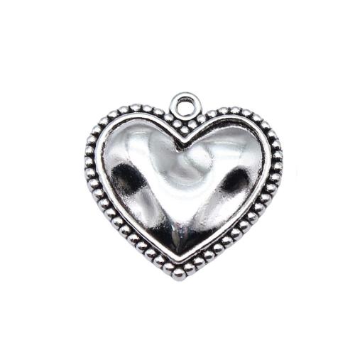 Pendentifs coeur en alliage de zinc, Plaqué de couleur d'argent, DIY, 21x21mm, Vendu par PC