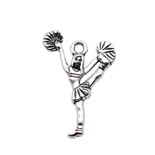 Zink-Aluminium-Anhänger, Zinklegierung, Dancing Girl, antik silberfarben plattiert, DIY, 25x18mm, verkauft von PC