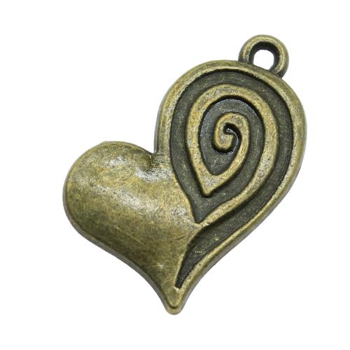 Zinc Alloy Heart Pendler, antik bronze farve forgyldt, du kan DIY, 24x22mm, Solgt af PC