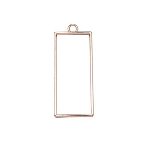 Pendentifs en alliage de zinc, rectangle, Placage de couleur d'or, DIY & creux, 47x19x3.70mm, Vendu par PC