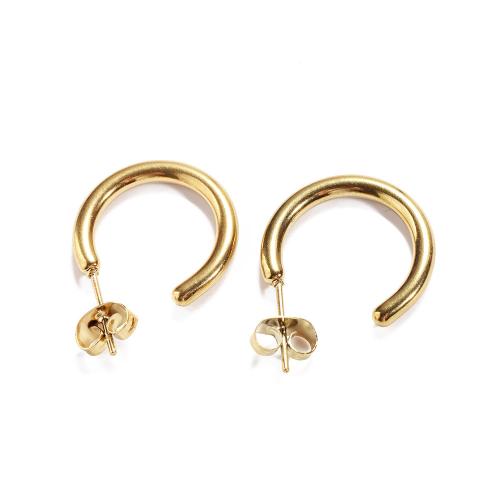 Roestvrij staal Stud Earrings, 304 roestvrij staal, gold plated, voor vrouw, nikkel, lood en cadmium vrij, Verkocht door PC