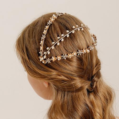 Hair Bands Zinc Alloy with Plastic Pearl gold color plated for woman & with rhinestone nickel lead & cadmium free Sold By PC