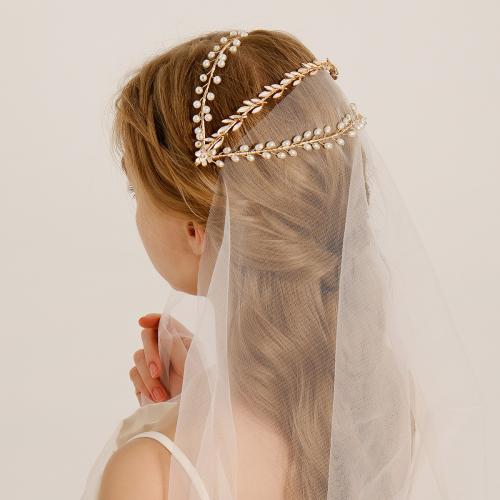 Hair Bands Zinc Alloy with Plastic Pearl gold color plated for woman & with rhinestone nickel lead & cadmium free Sold By PC