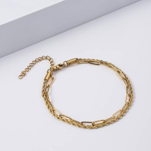 Roestvrij staal armbanden, 304 roestvrij staal, met 5cm extender keten, plated, mode sieraden, gouden, Lengte 18 cm, Verkocht door PC