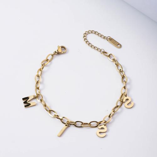 Stainless Steel Jewelry Bracelet 304 Stainless Steel with 5cm extender chain plated fashion jewelry golden Length 17 cm Sold By PC